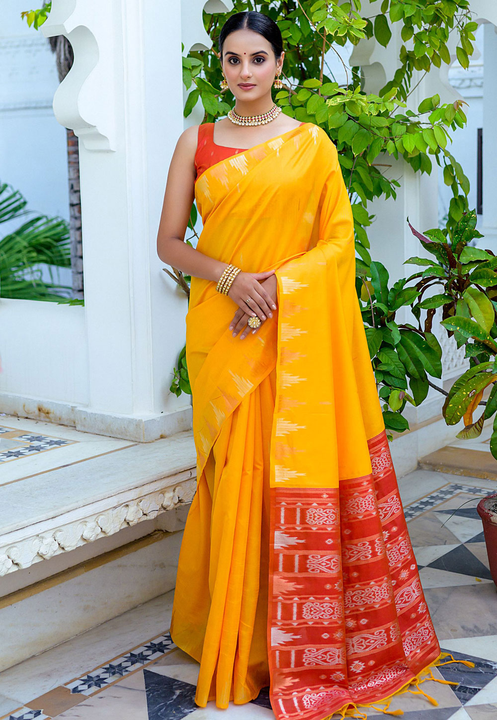 Orange Tussar Silk Saree With Blouse 278775