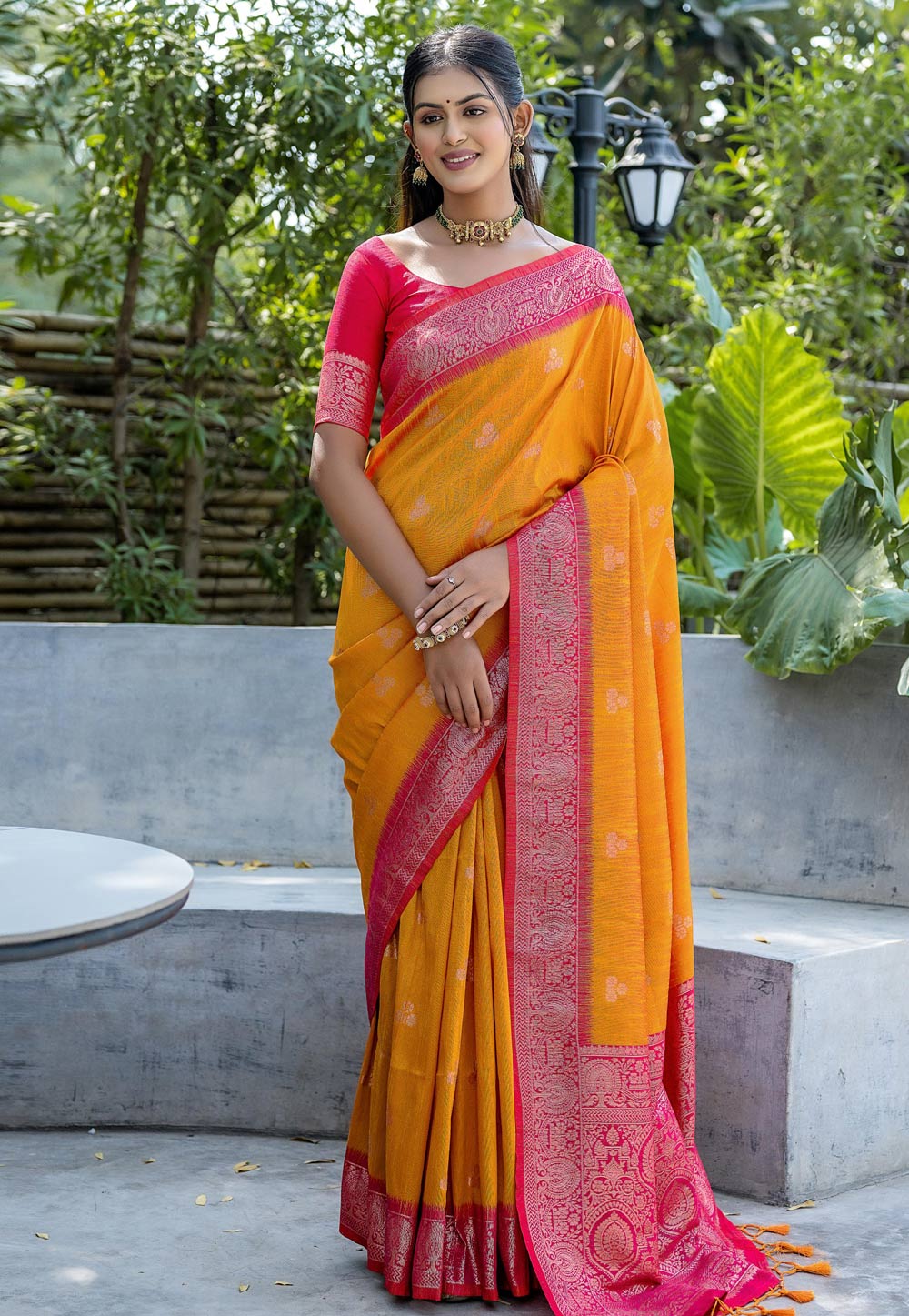 Orange Tussar Silk Saree With Blouse 282825