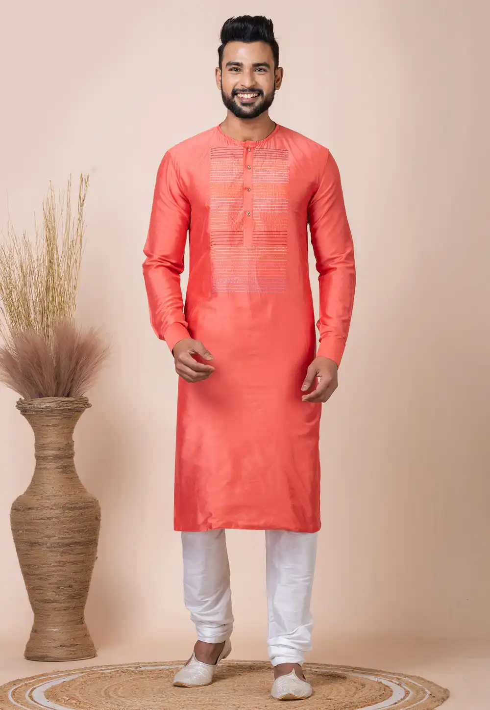 Orange Viscose Kurta Pajama 293952