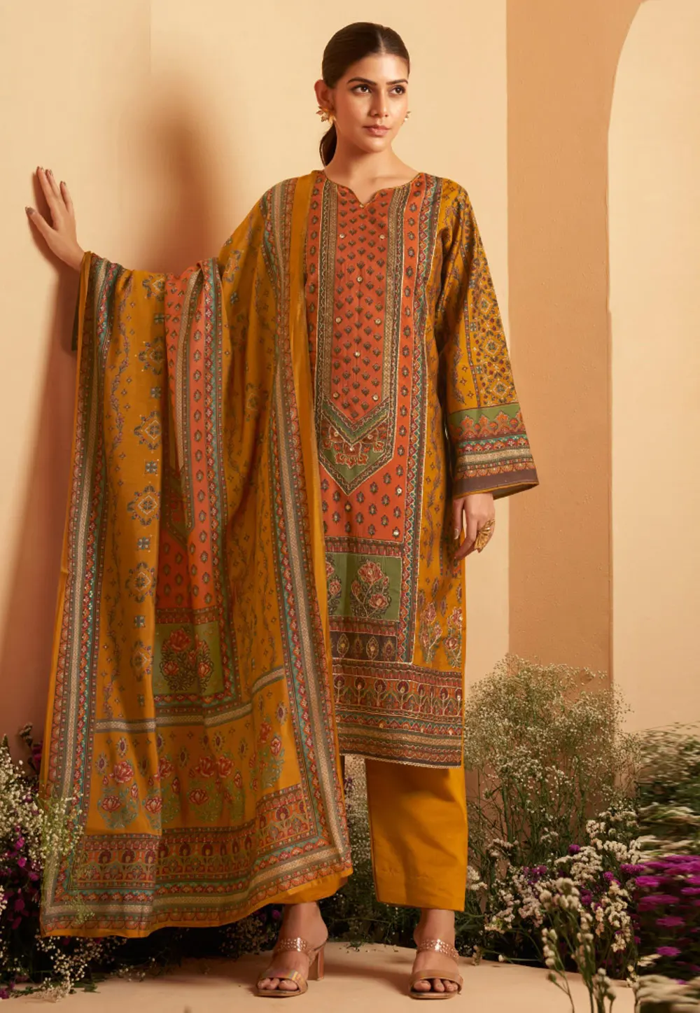 Orange Viscose Pant Style Suit 302702