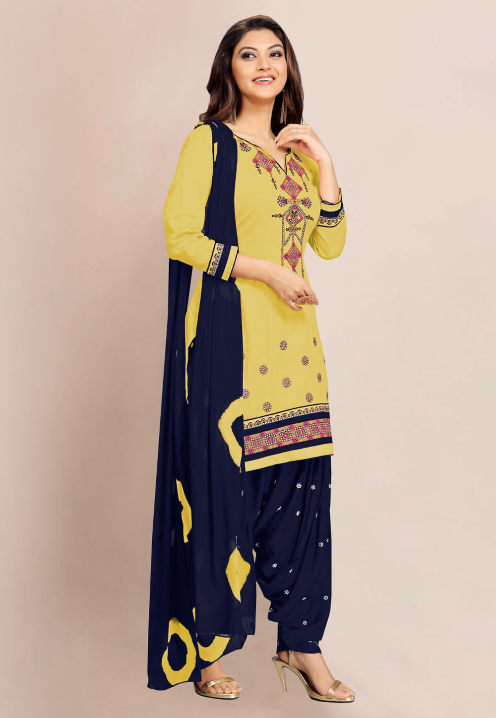 Yellow Cotton Punjabi Suit 245137