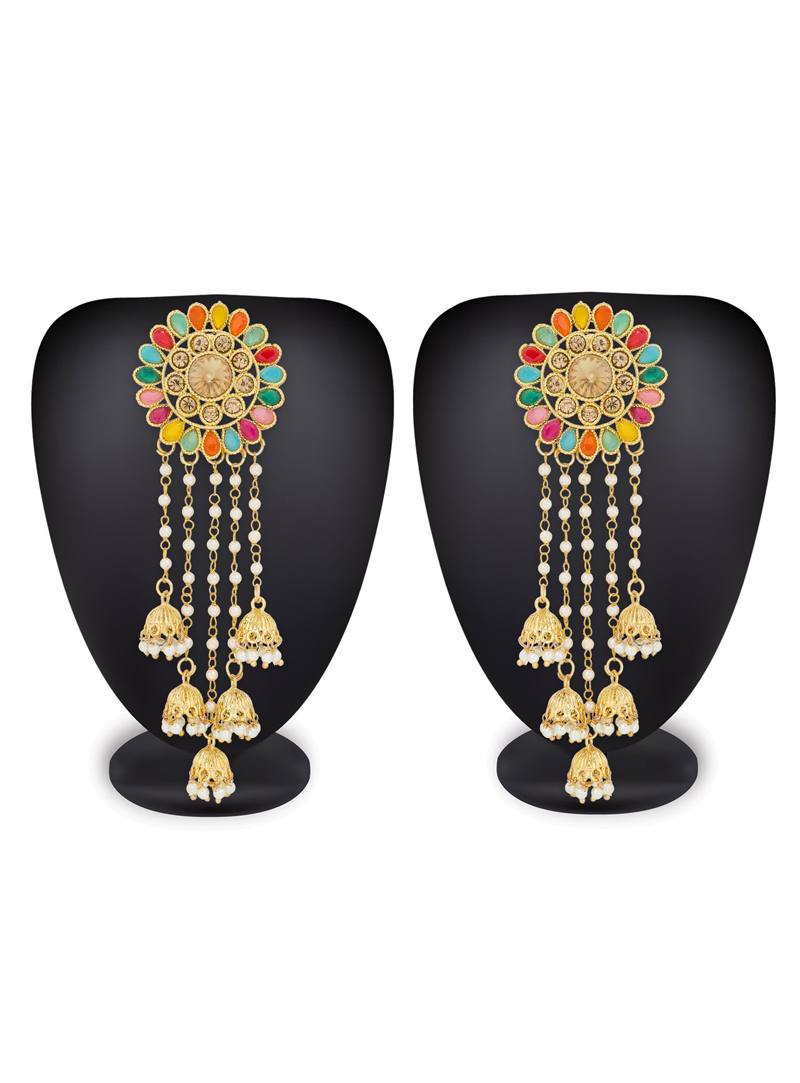 Golden Alloy Pearl Earrings 114264