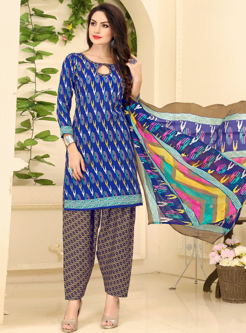 Royal Blue Cotton Punjabi Suit 116411