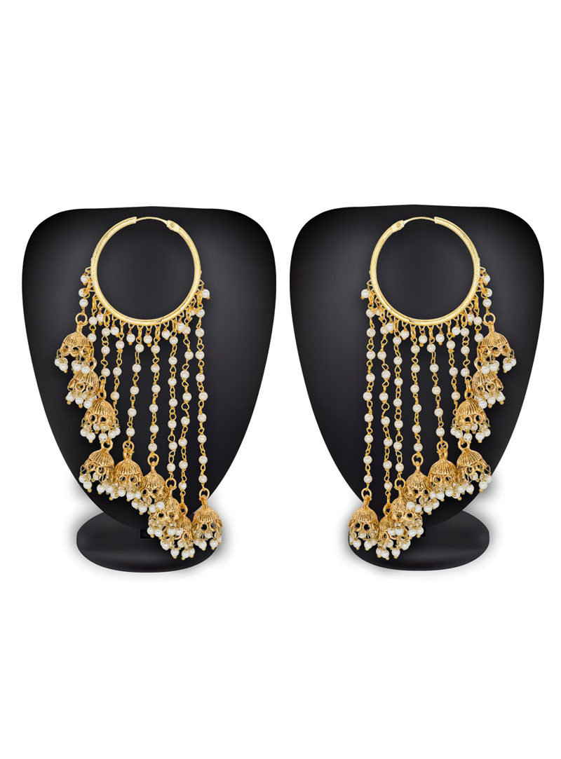 Golden Metal Stone Earrings 116707