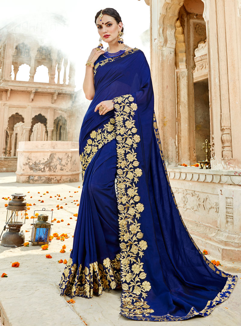 Blue Art Silk Party Wear Saree 138556