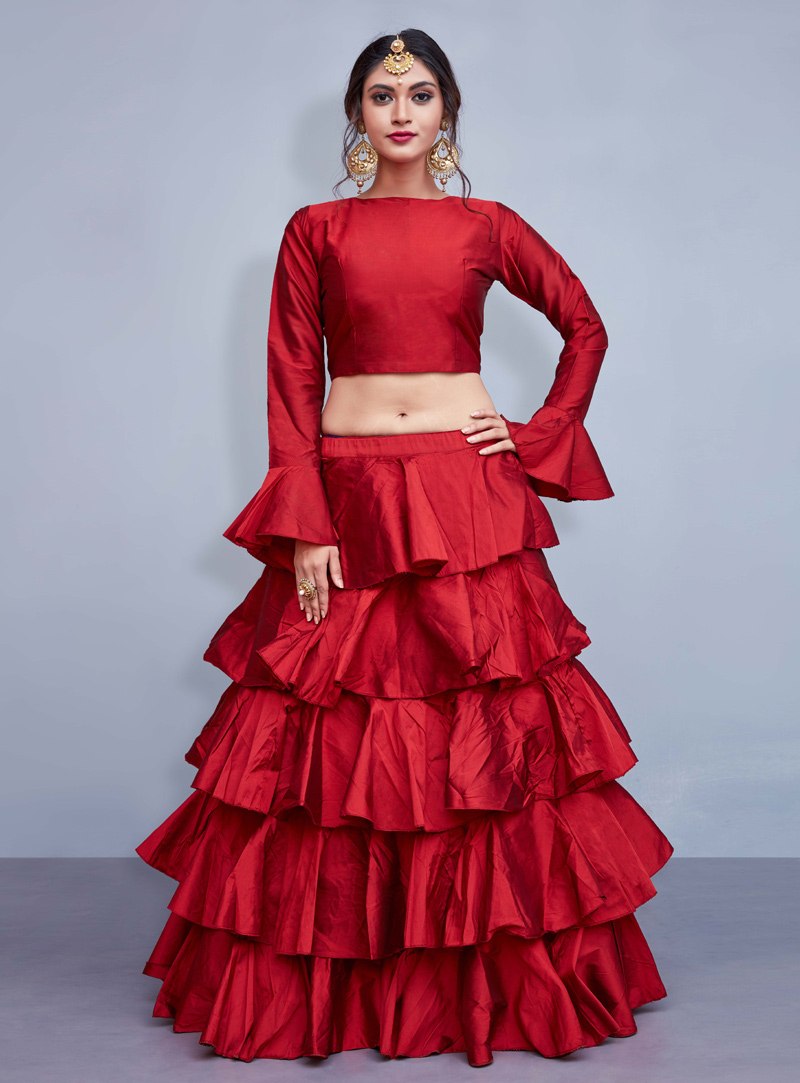 Red Art Silk Designer Lehenga Choli 142681