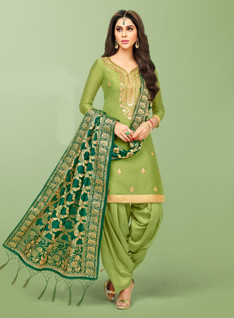 Green Art Silk Punjabi Suit 143836