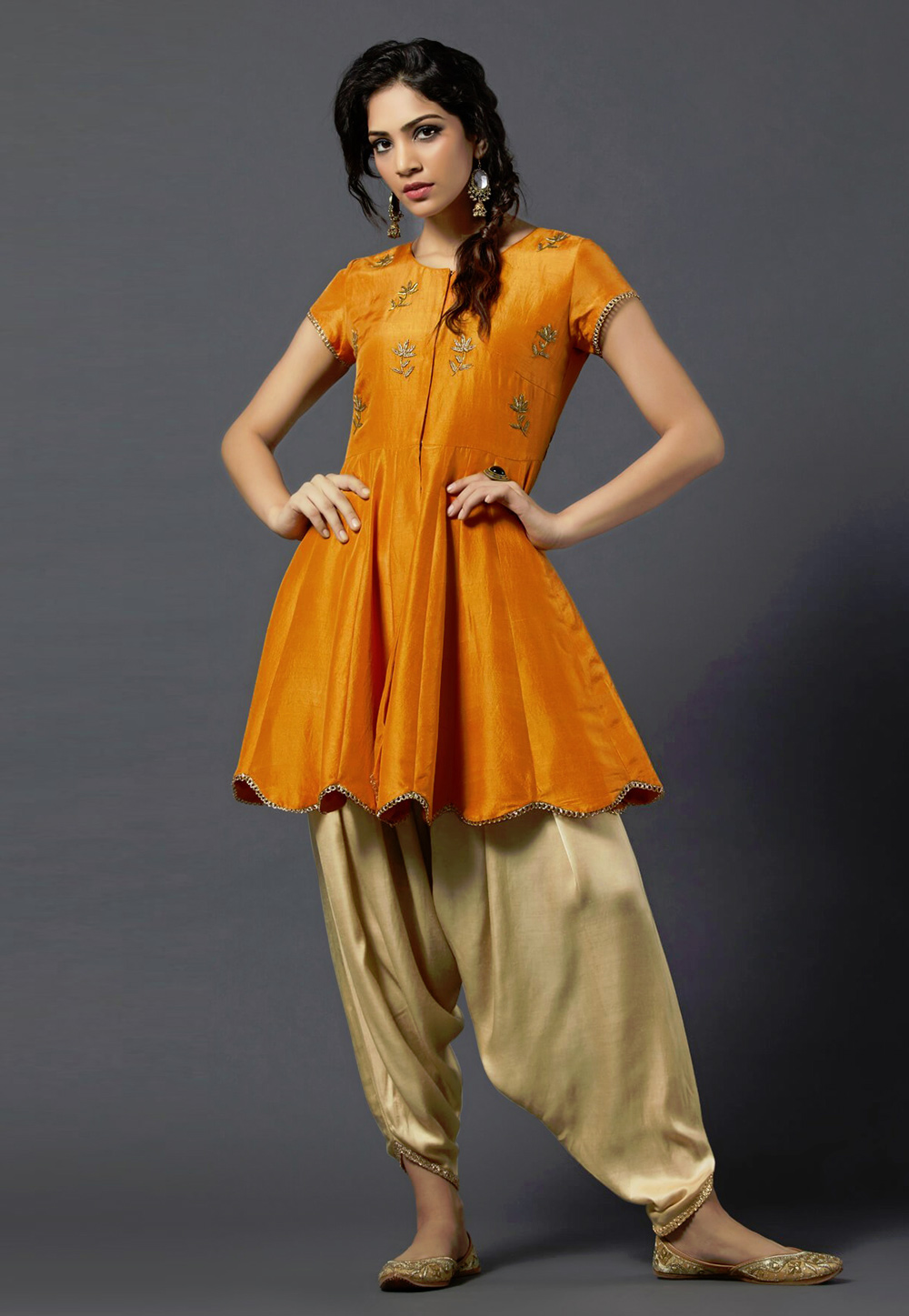 Orange Art Silk Punjabi Suit 154602
