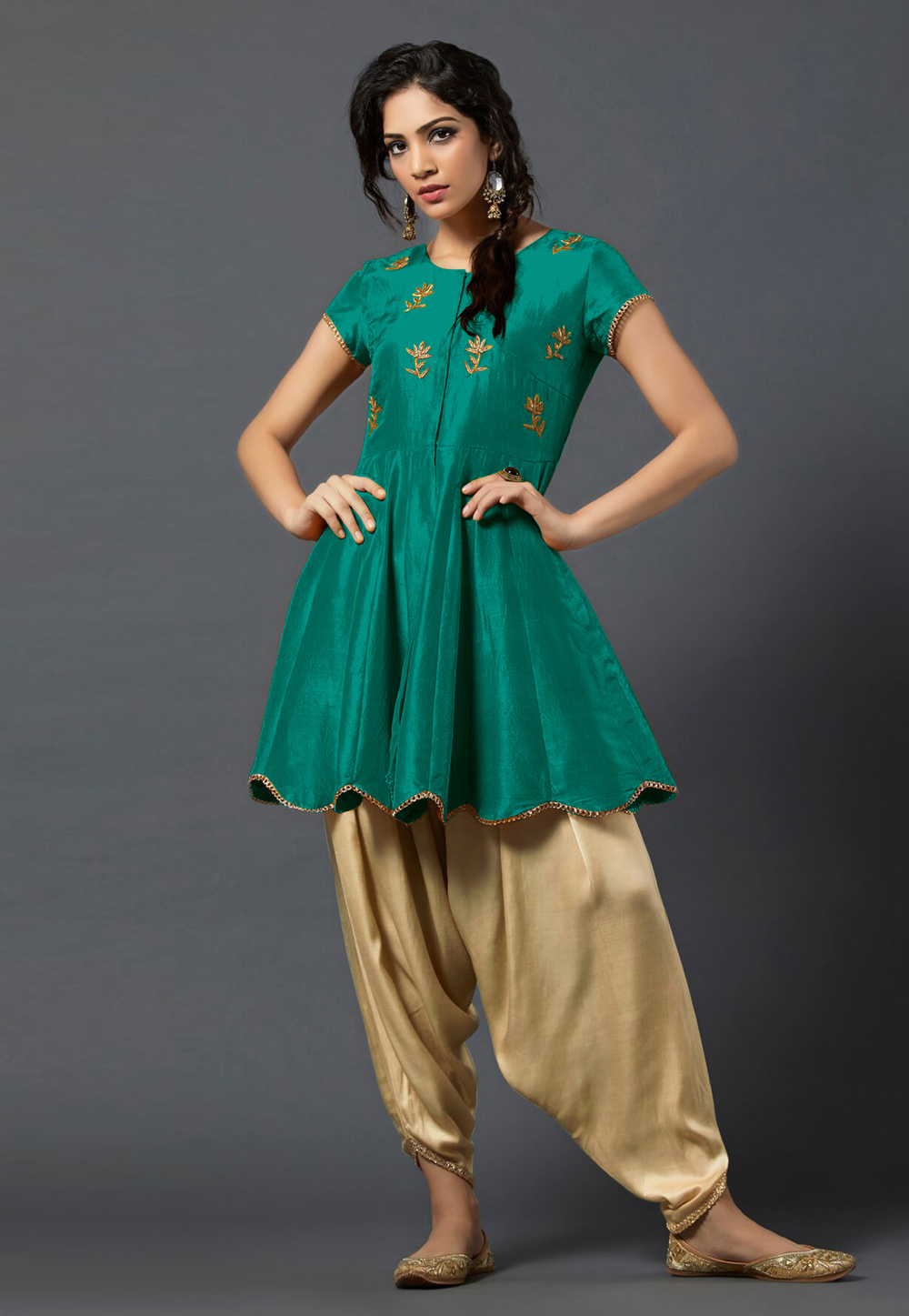 Sea Green Art Silk Punjabi Suit 154604