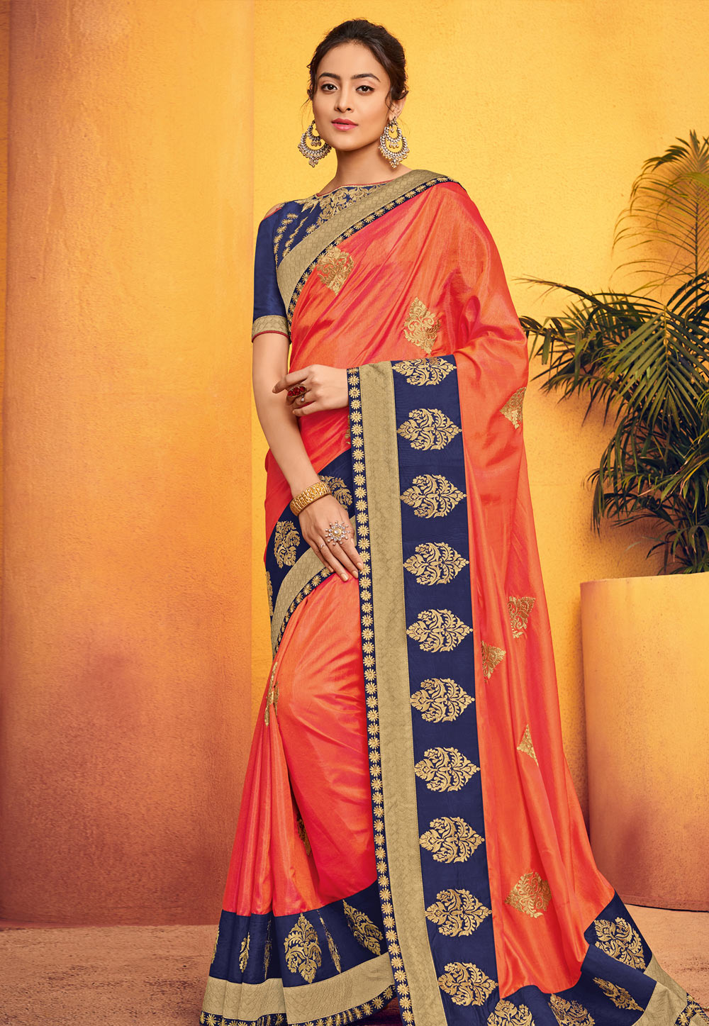 Orange Art Silk Saree With Blouse 160392