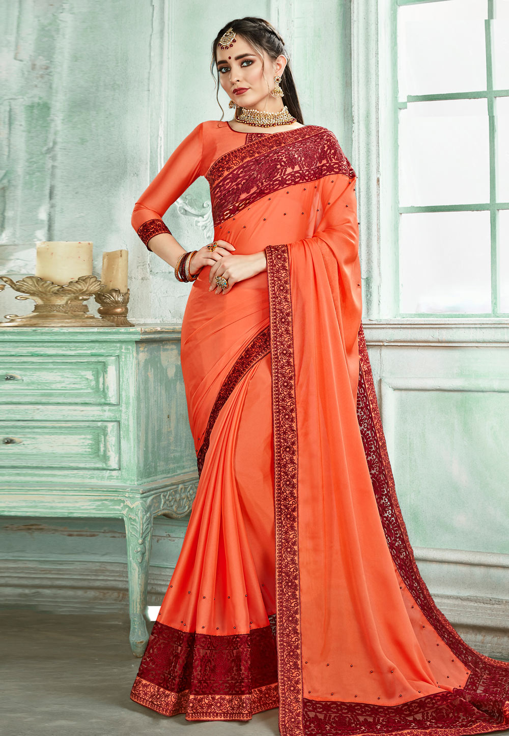 Orange Silk Saree With Blouse 162331