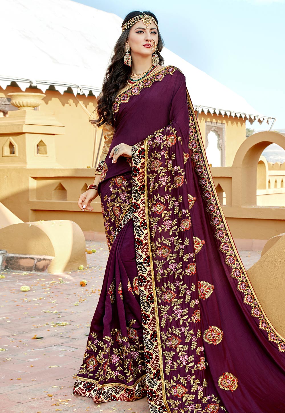 Purple Silk Festival Wear Saree 163002