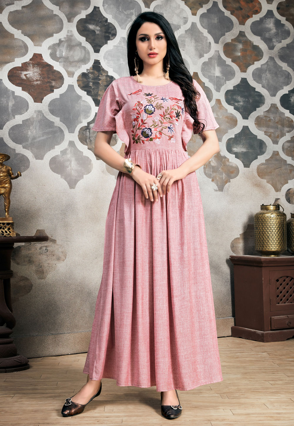 Light Pink Readymade Gown 163432