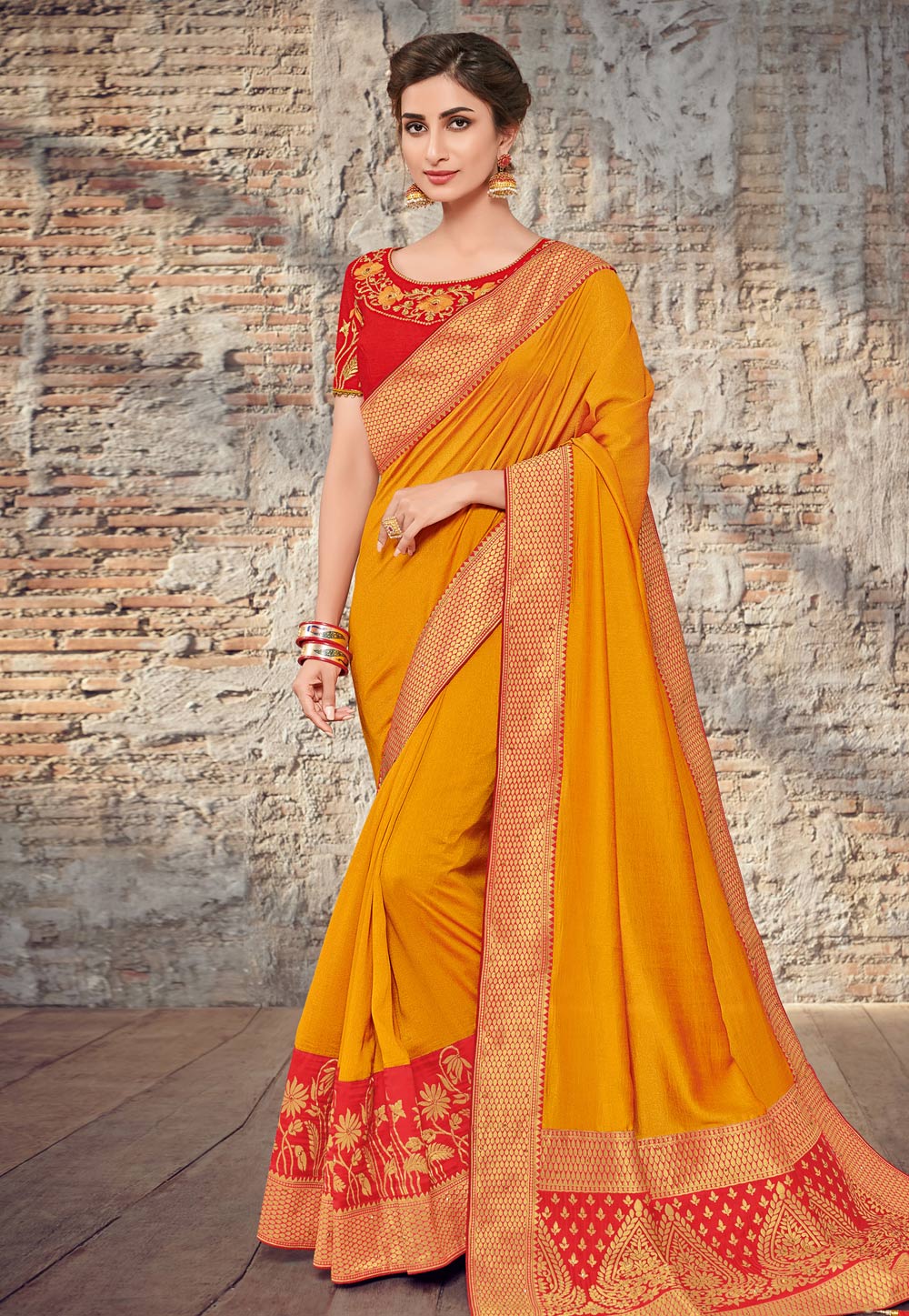 Yellow Art Silk Saree With Blouse 163938