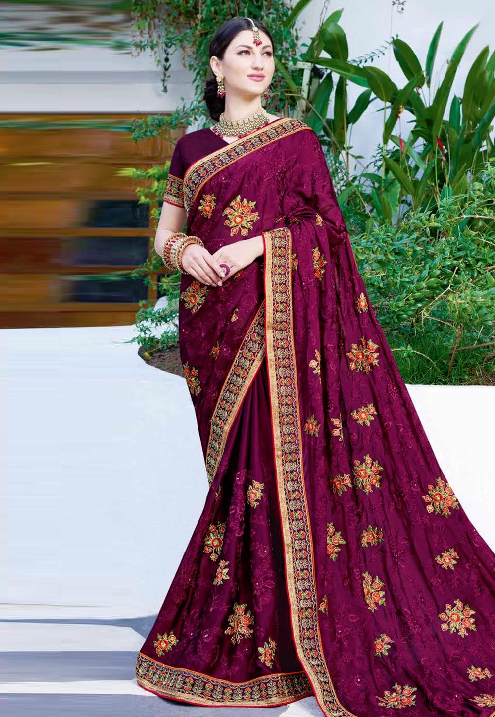 Purple Georgette Saree With Blouse 165852