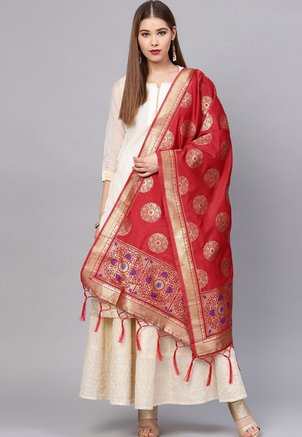 Red Banarasi Dupatta 185111