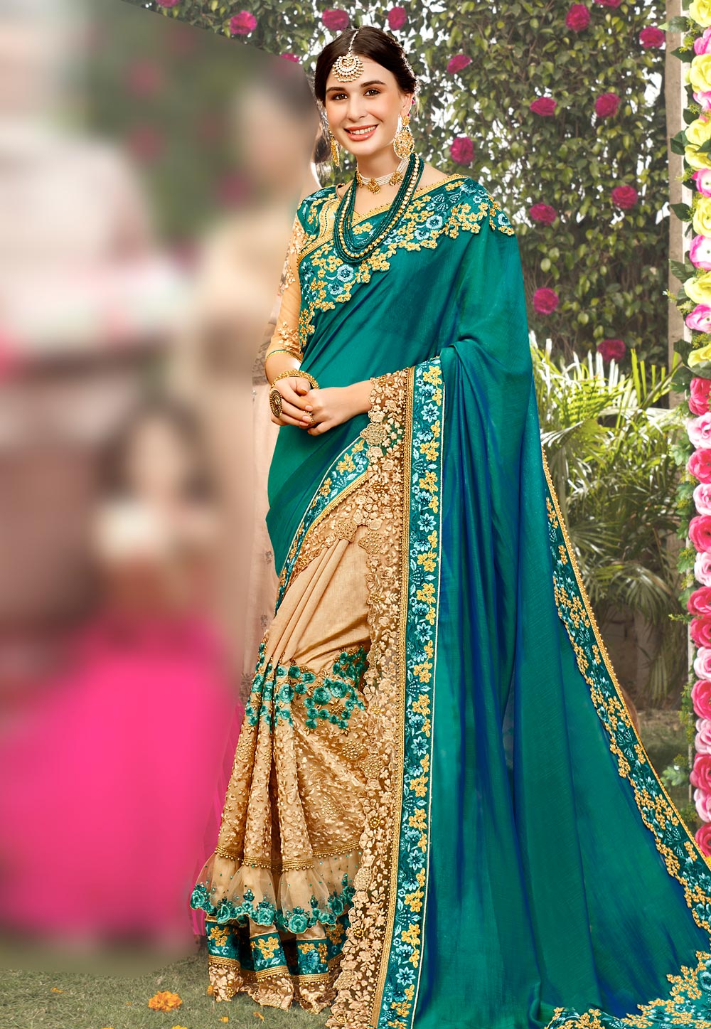 Green Art Silk Embroidered Saree With Blouse 195049