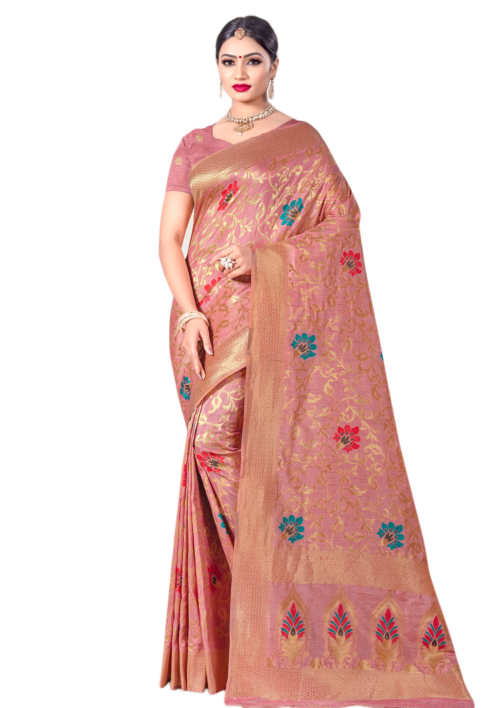 Pink Banarasi Festival Wear Saree 197035