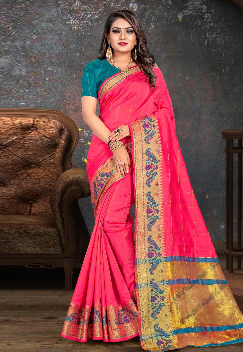 Pink Cotton Saree With Blouse 197455