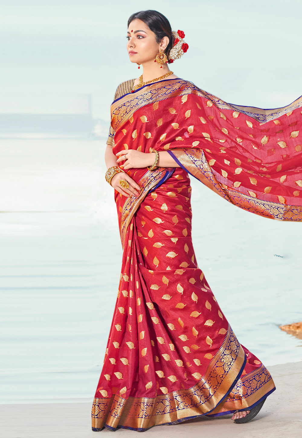 Red Silk Festival Wear Saree 197446