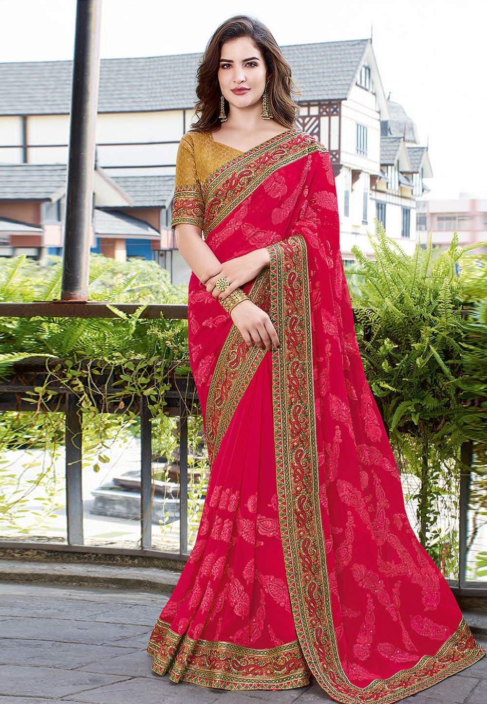 Magenta Georgette Saree With Blouse 198251