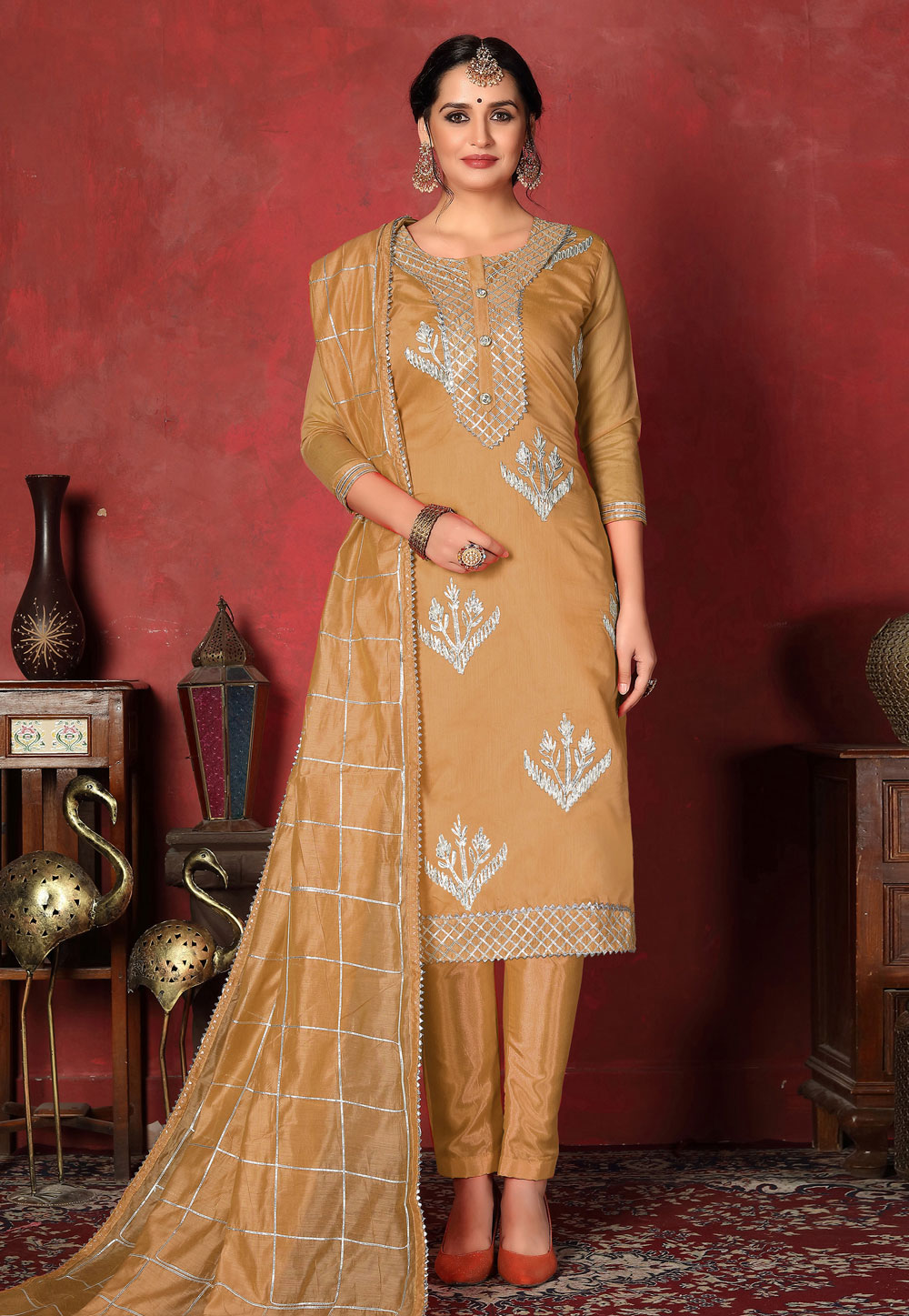 Shaded Yellow Cotton Kameez With Pant 200095