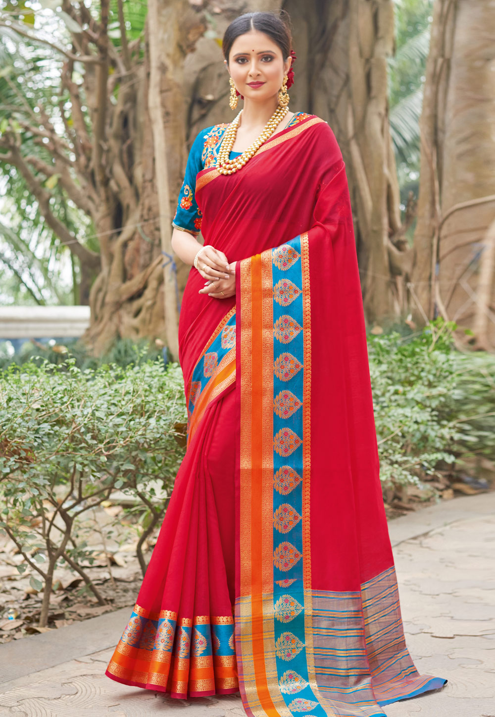 Red Silk Saree With Blouse 201818