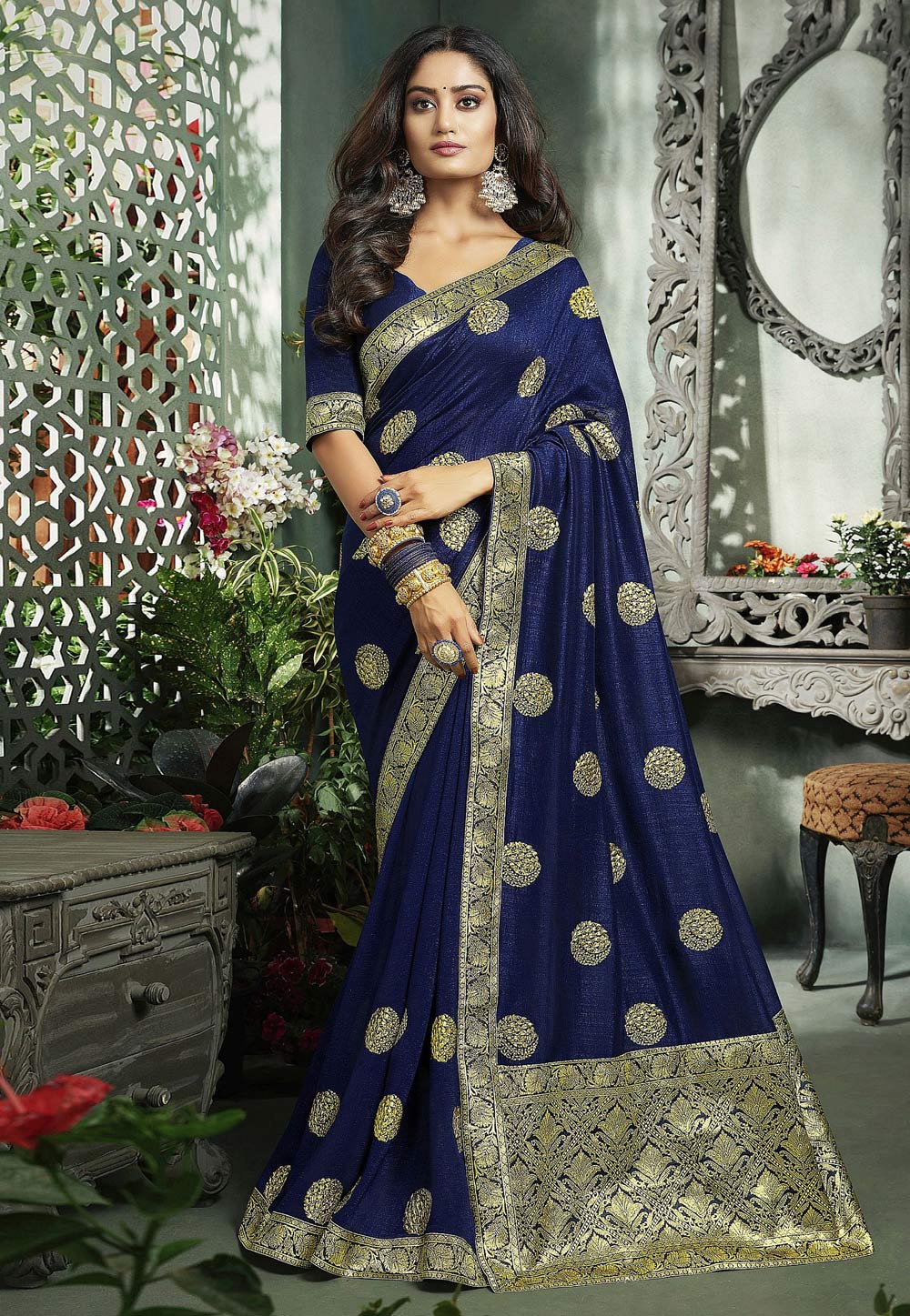 Blue Art Silk Saree With Blouse 203243