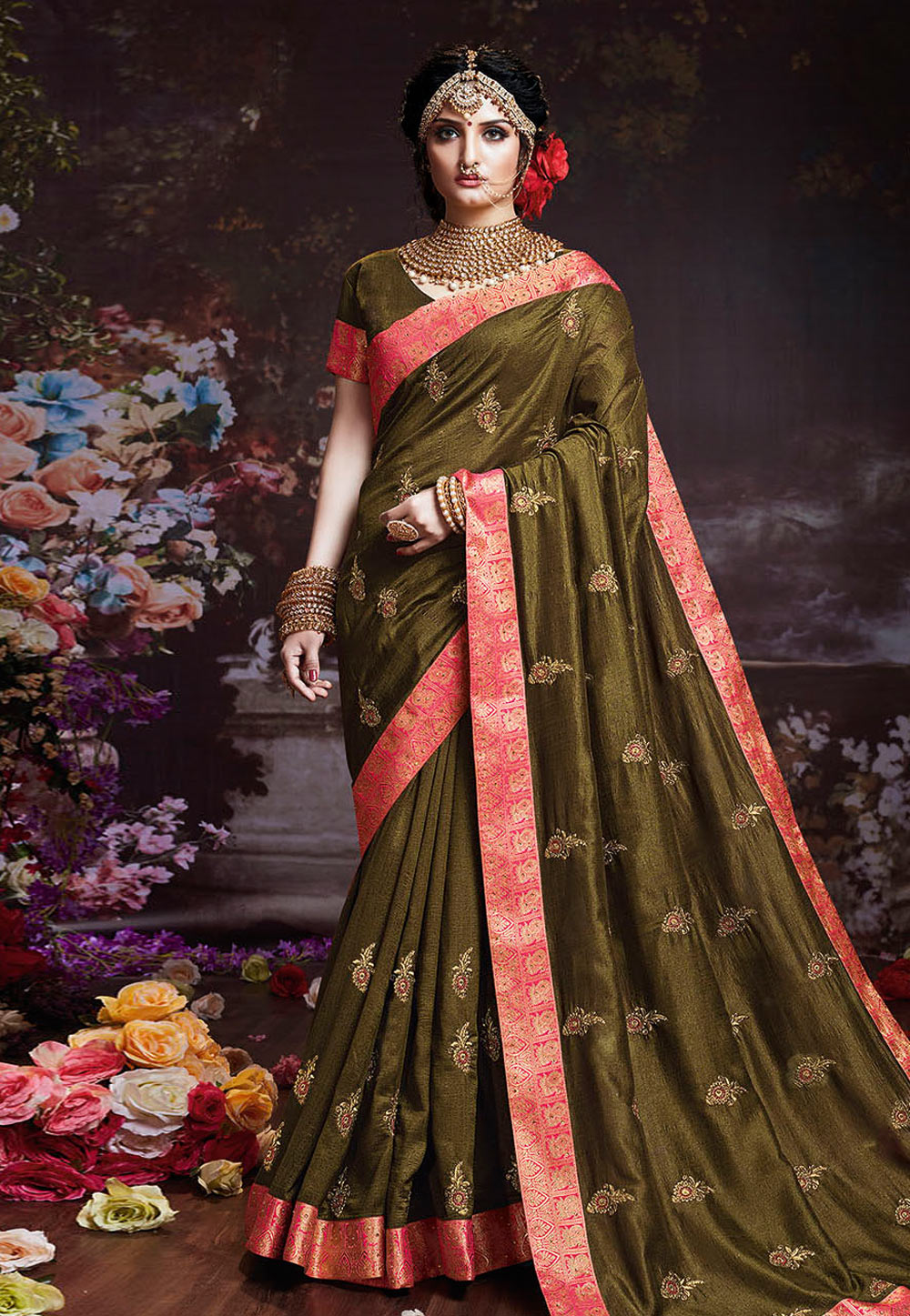 Mehndi Silk Festival Wear Saree 204015