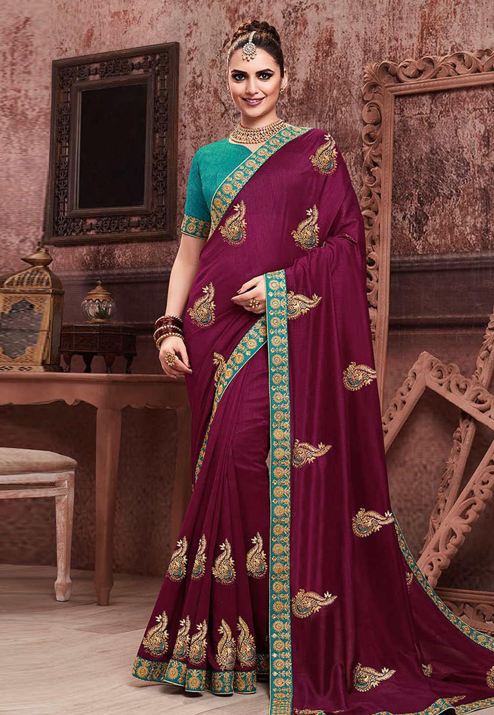 Purple Art Silk Saree With Blouse 204556