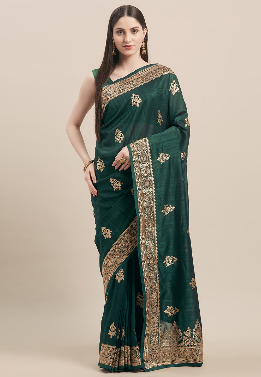 Green Tussar Silk Saree With Blouse 205909