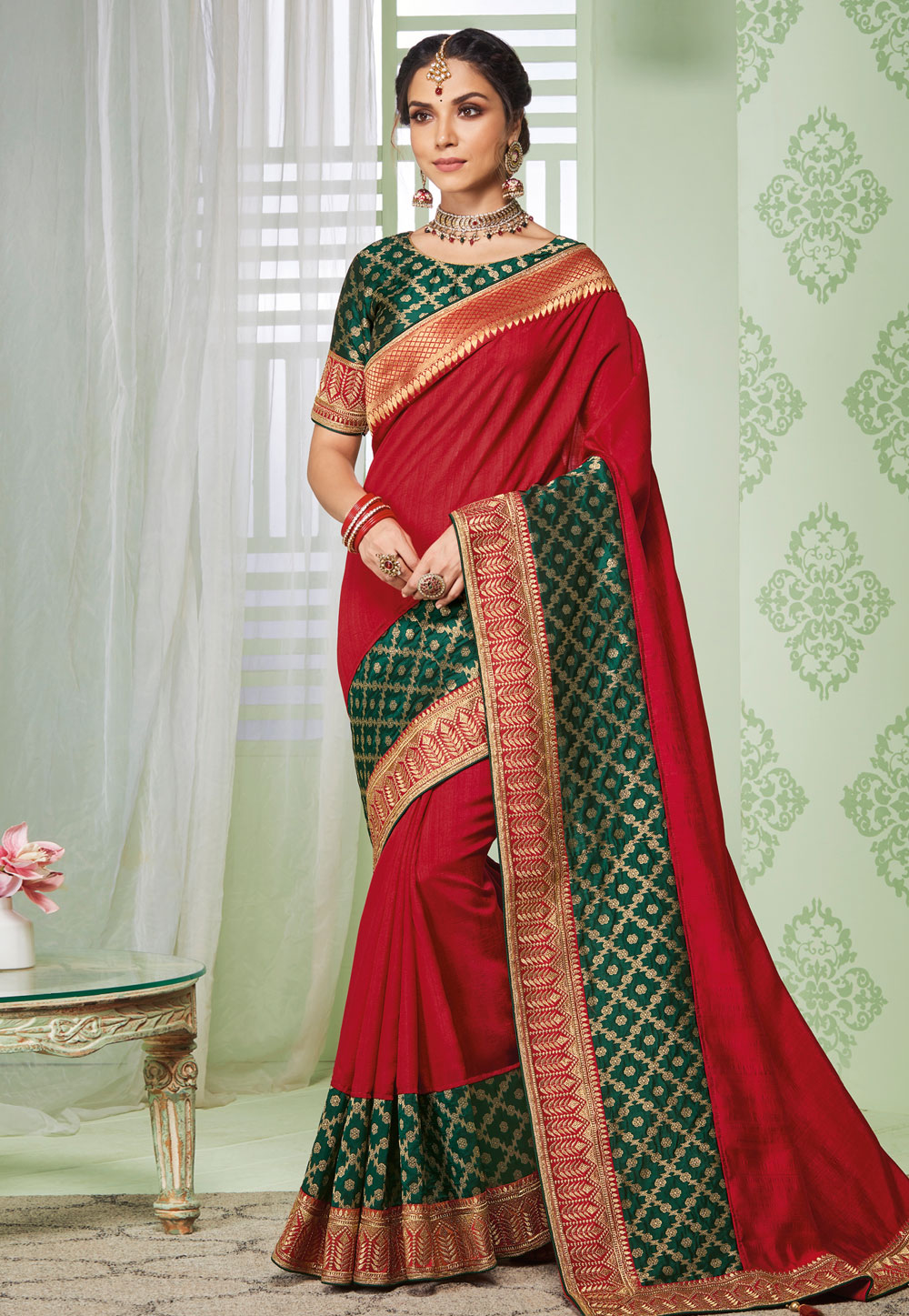 Red Art Silk Saree With Blouse 207227
