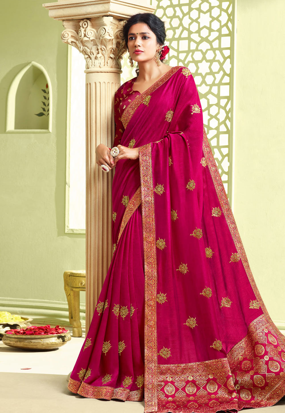 Pink Art Silk Festival Wear Saree 207683
