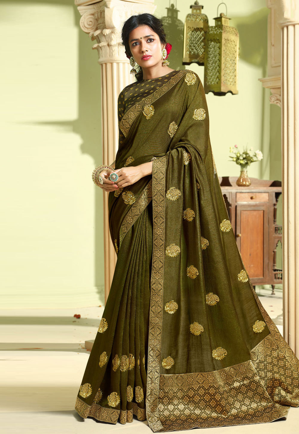 Green Art Silk Saree With Blouse 207684