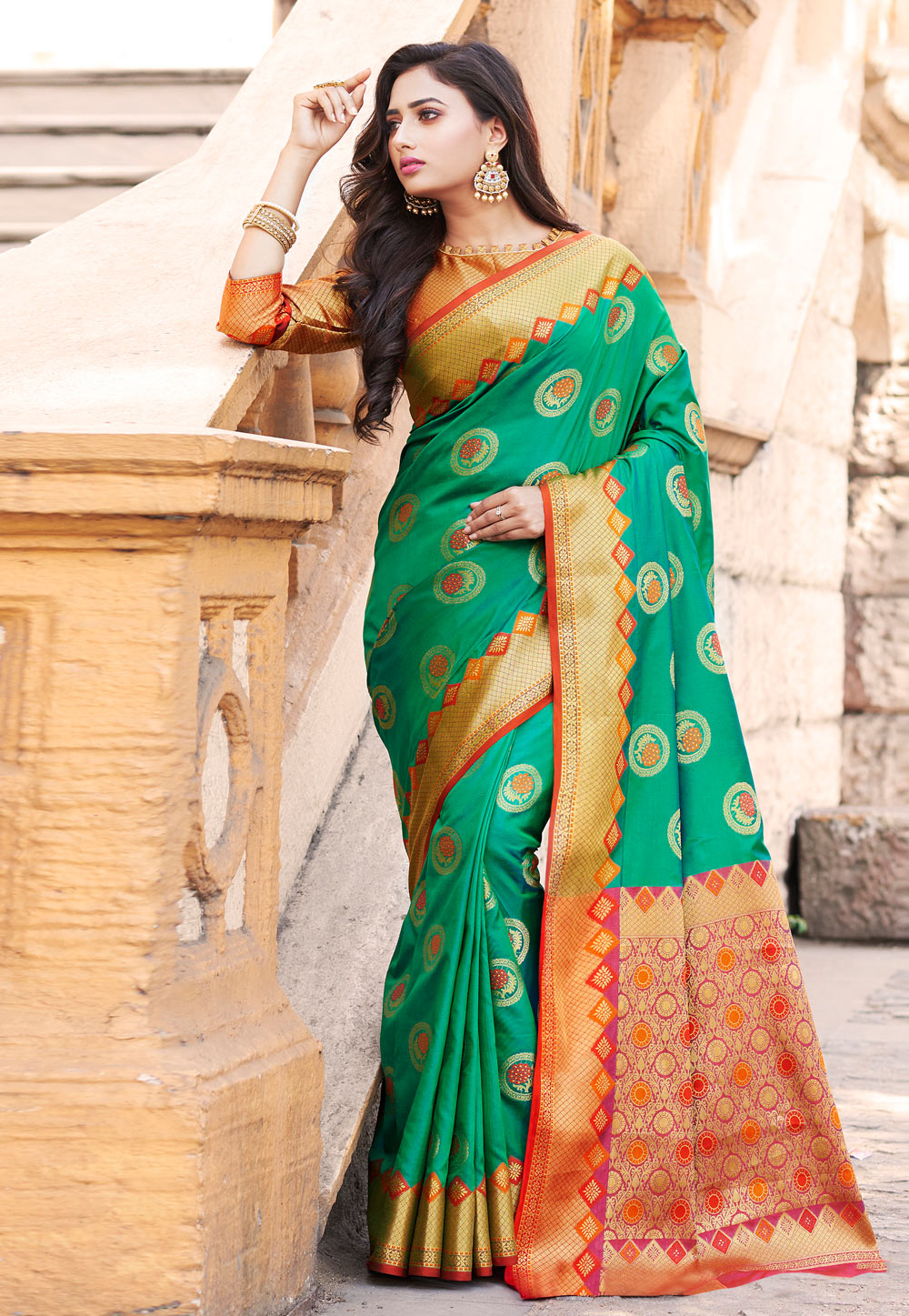 Green Banarasi Festival Wear Saree 208525