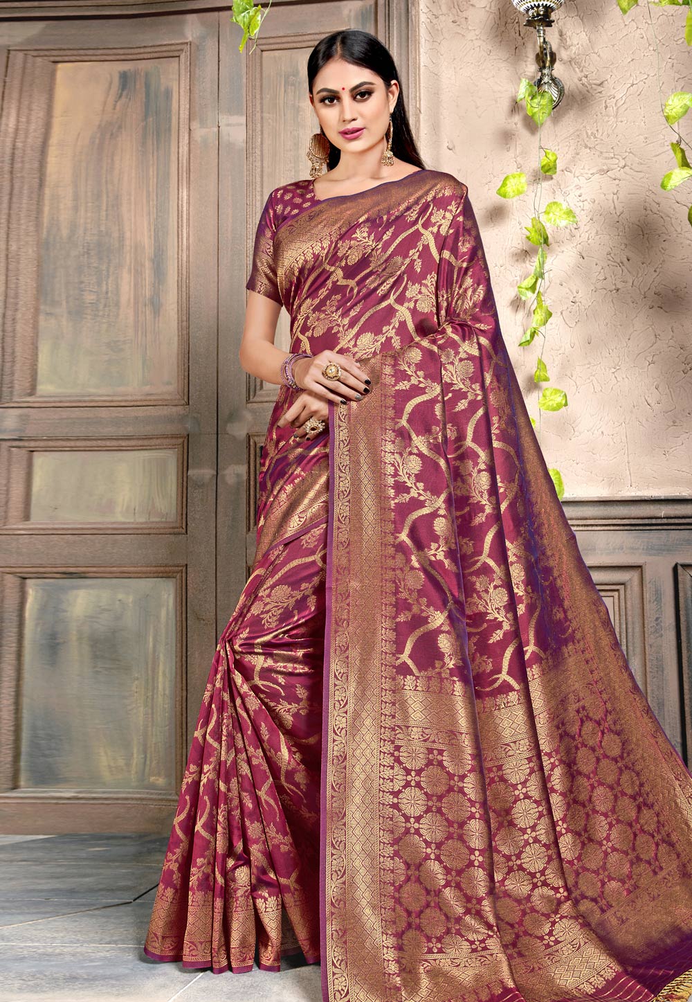 Magenta Silk Saree With Blouse 209702