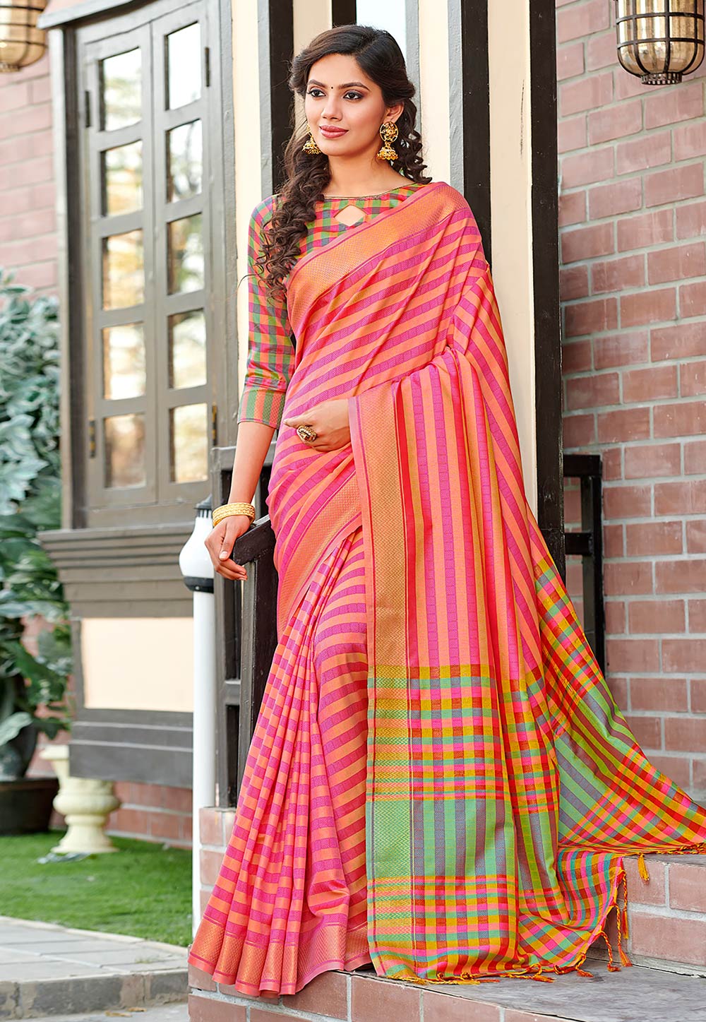 Pink Cotton Silk Handloom Saree 209915