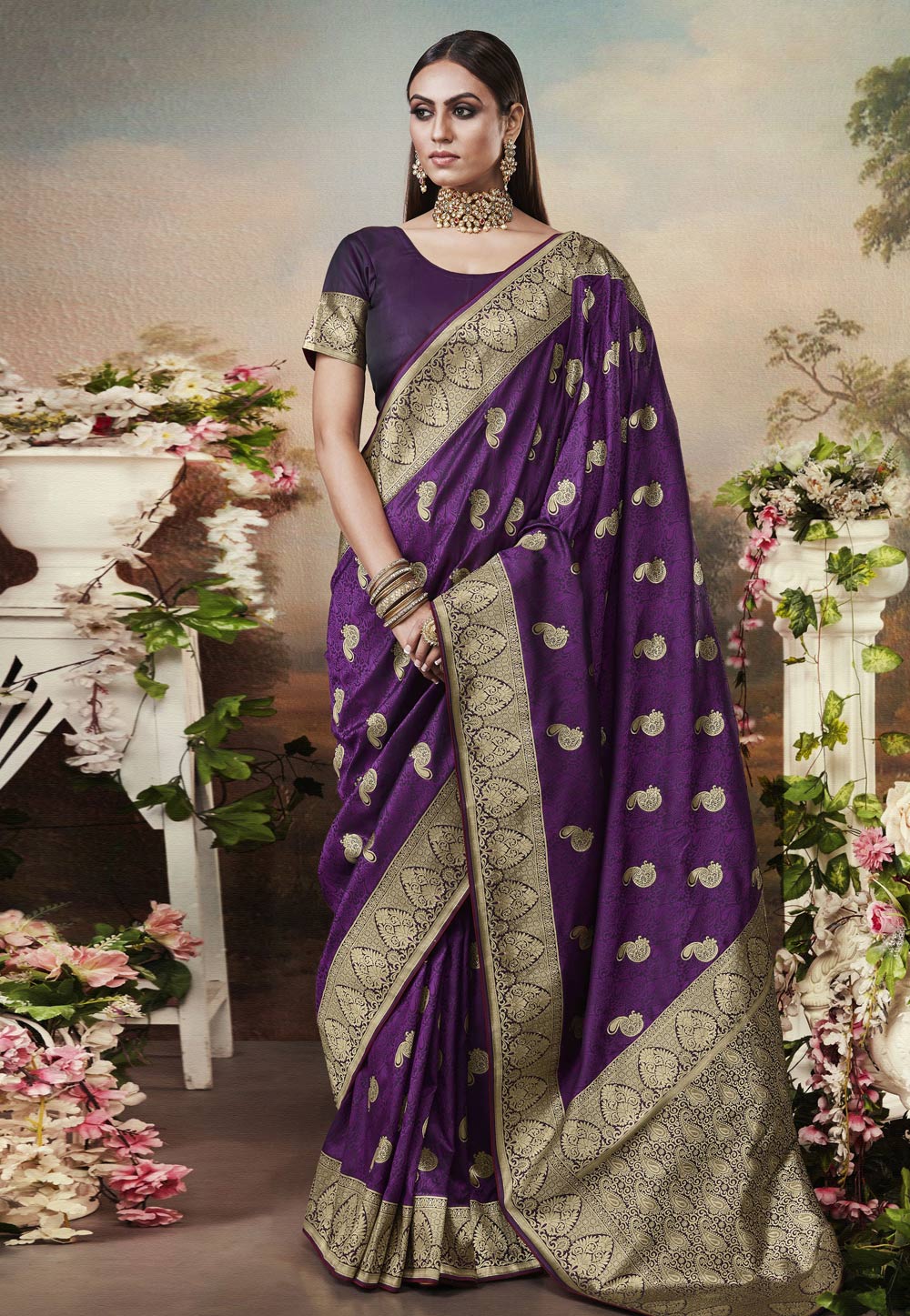Purple Banarasi Silk Festival Wear Saree 210679
