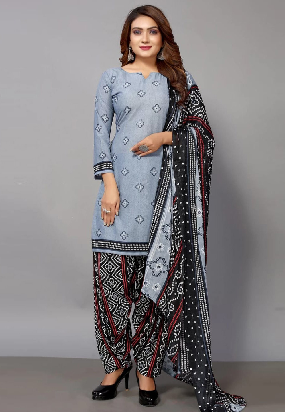 Grey Cotton Patiala Suit 268440