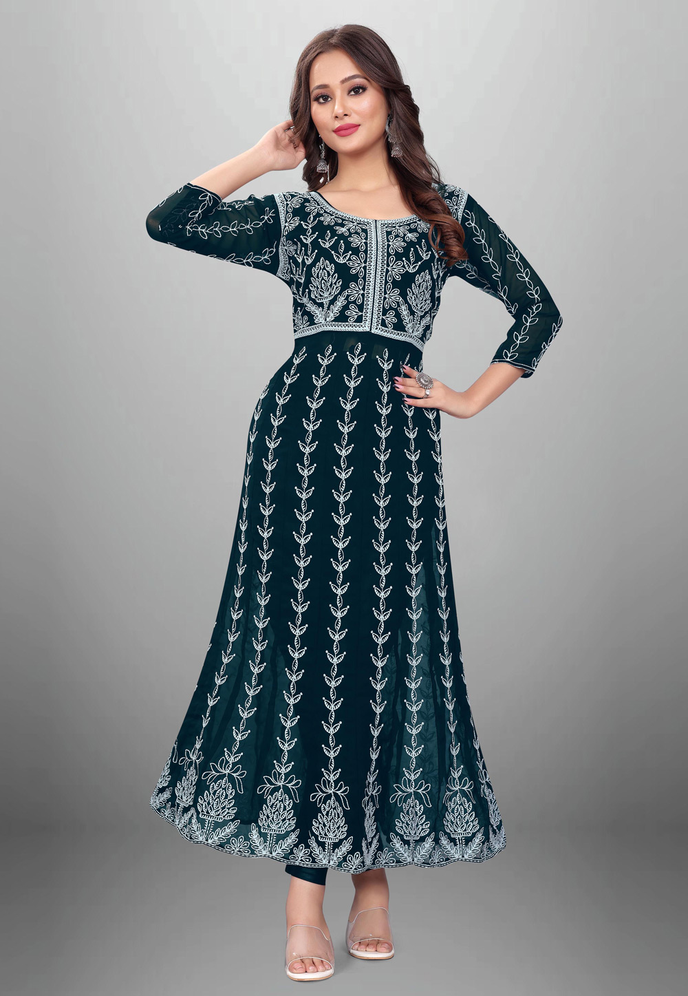 Teal Georgette Long Tunic 272100