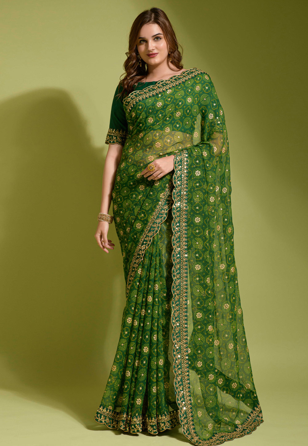 Green Georgette Saree With Blouse 272537