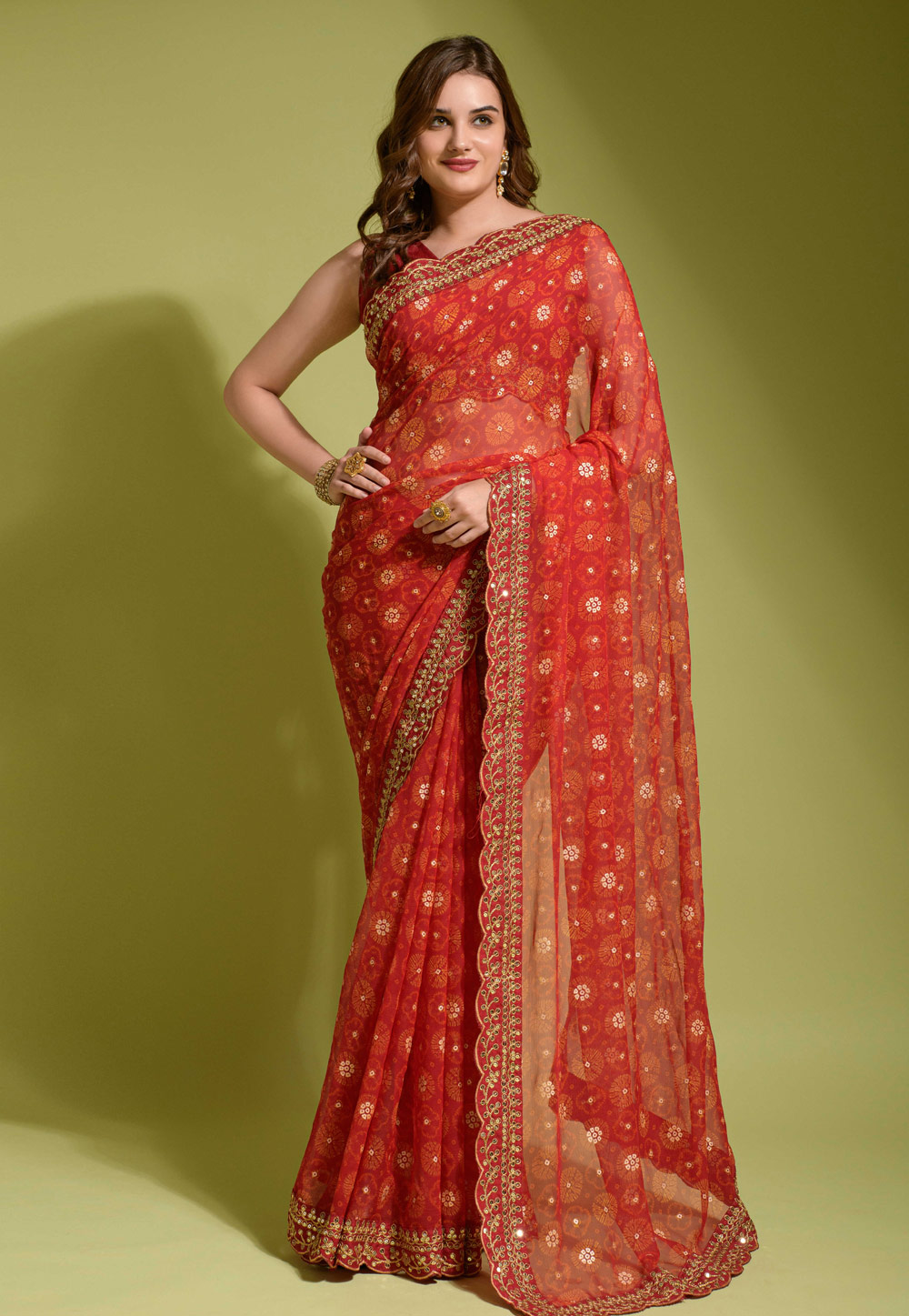 Red Georgette Saree With Blouse 272539