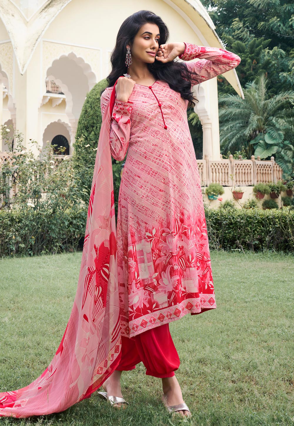 Pink Crepe Punjabi Suit 274507