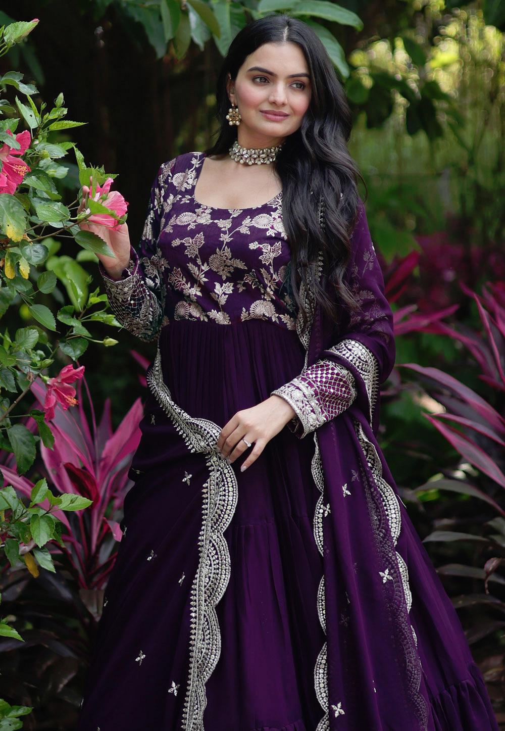 Dark Mulberry Designer Heavy Embroidered Wedding Anarkali Suit | Long  anarkali gown, Anarkali dress, Purple anarkali