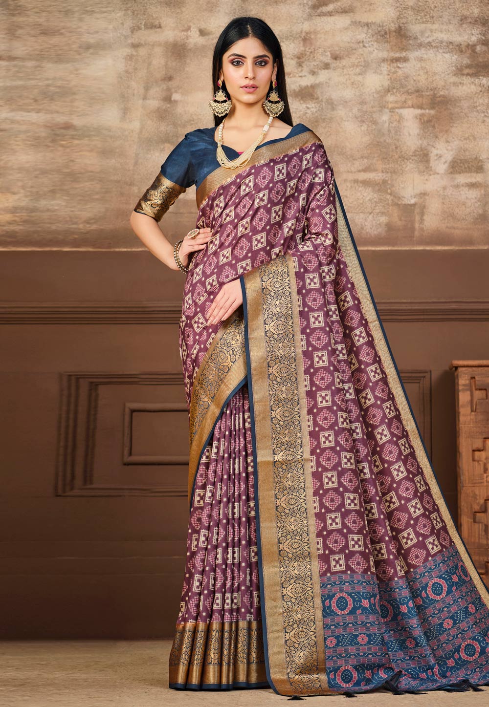 Purple Tussar Silk Saree With Blouse 275051