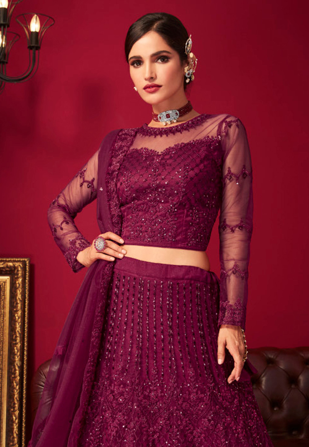Purple Wedding Wear Georgette Lehenga Choli | Designer lehenga choli,  Lehenga choli, Indian lehenga choli