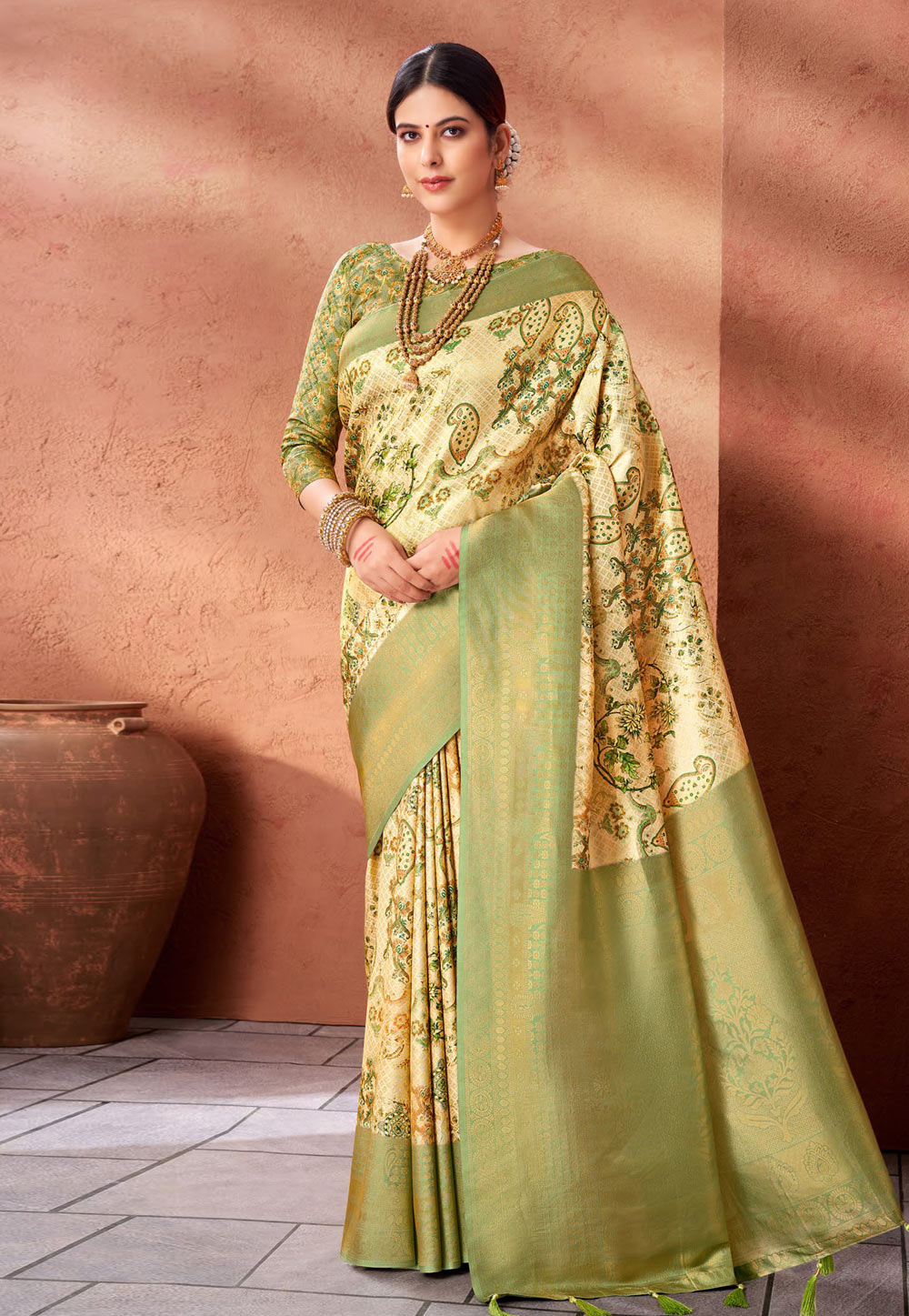 Light Green Silk Saree With Blouse 277454