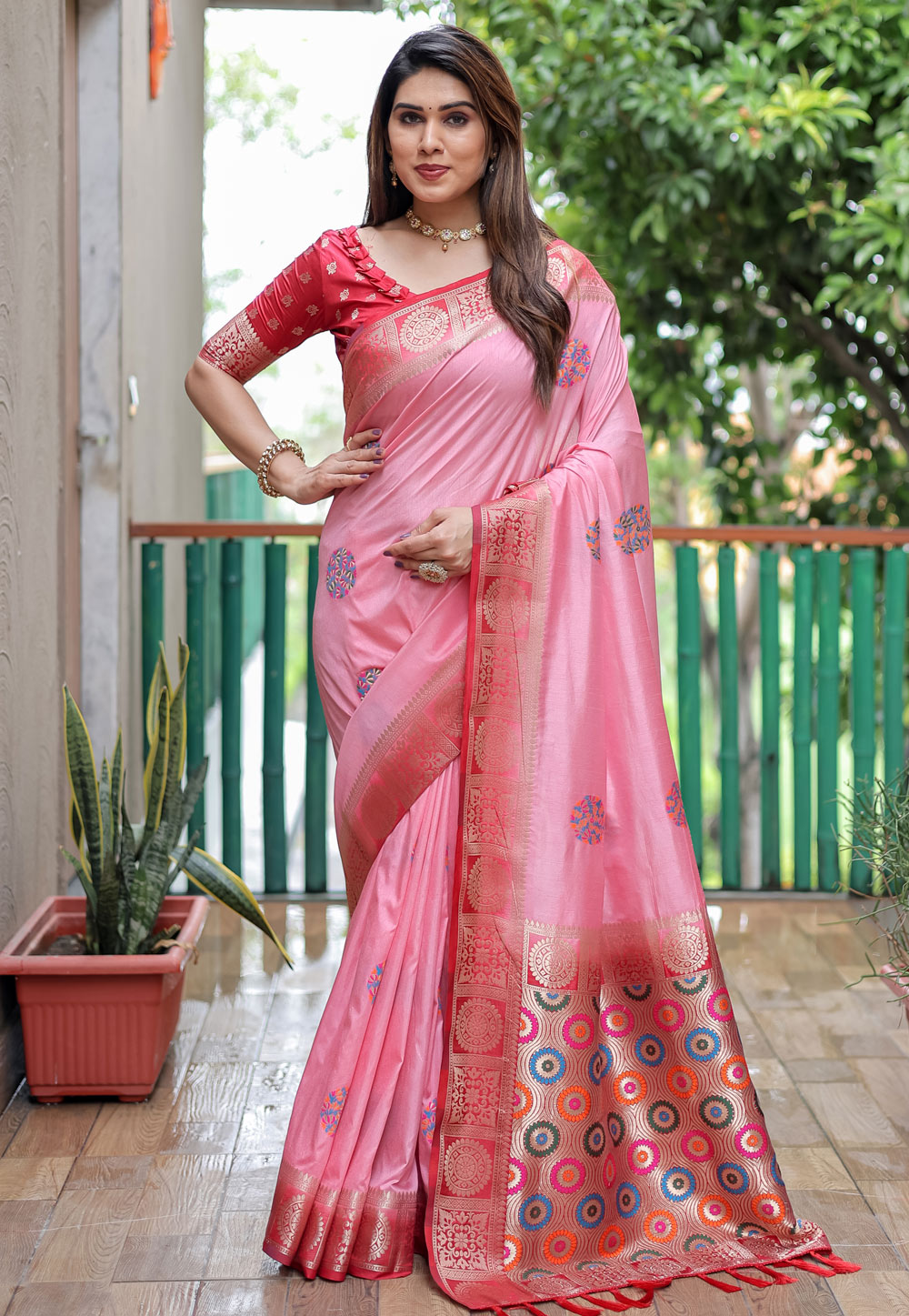 Pink Silk Saree With Blouse 277758