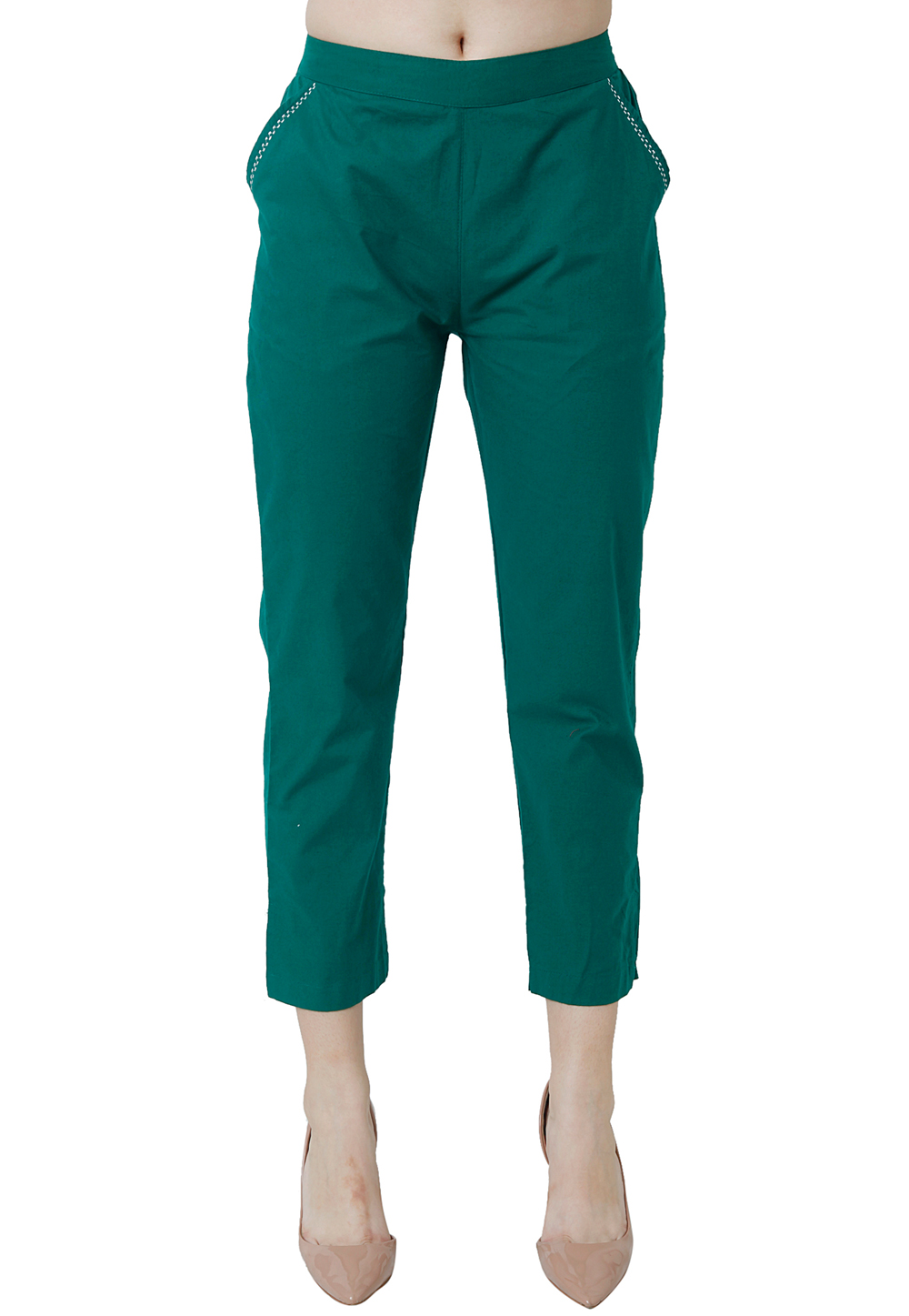 Teal Cotton Readymade Pant 198486