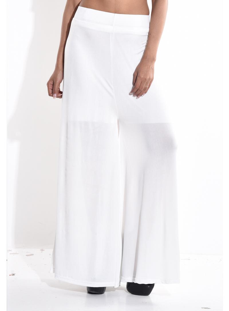 White Polyster Readymade Palazzo Pant 117091